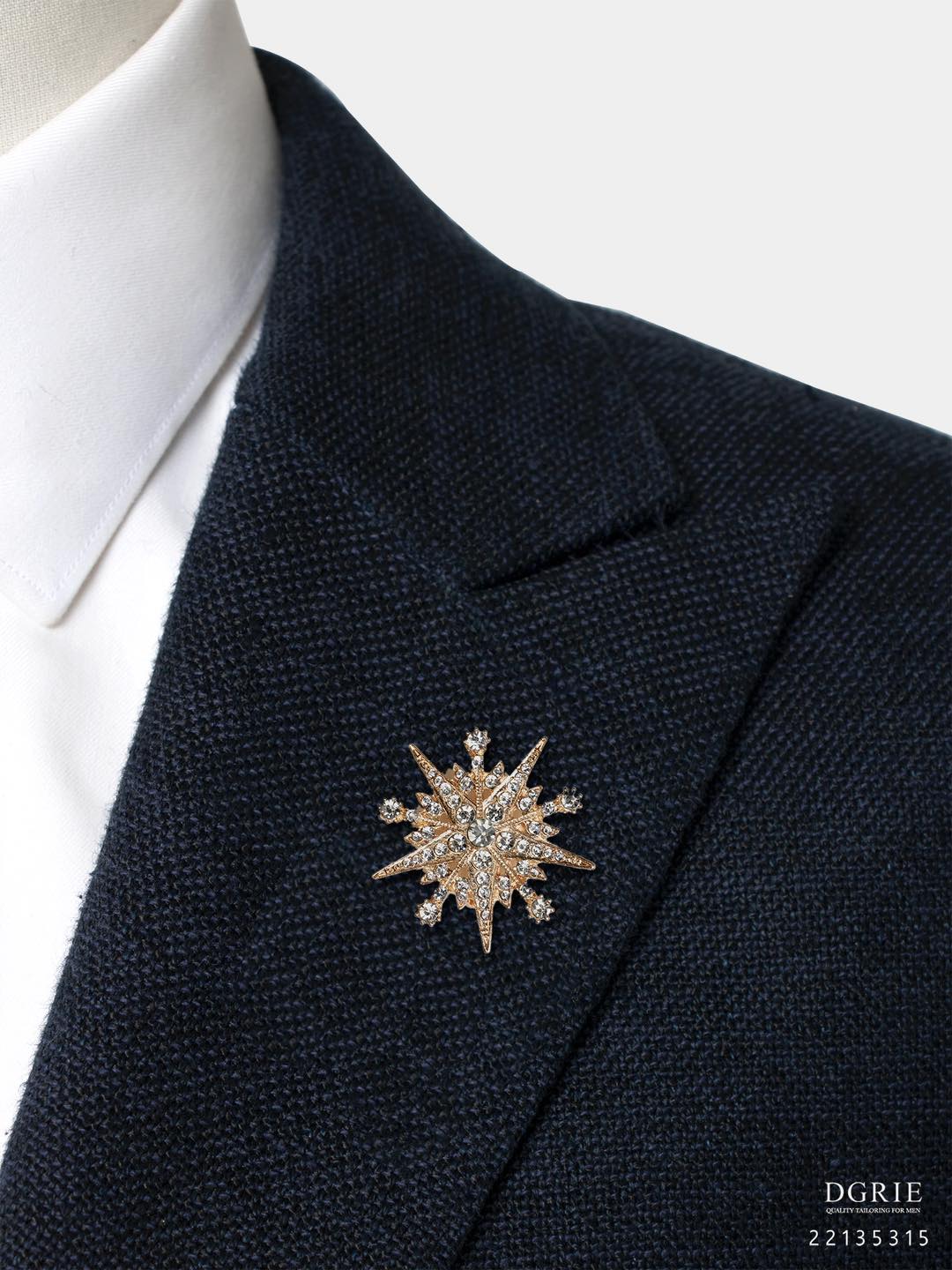 เข็มกลัดสูท ไดมอน Diamond Star Snowflake Gold Brooch - DGRIE