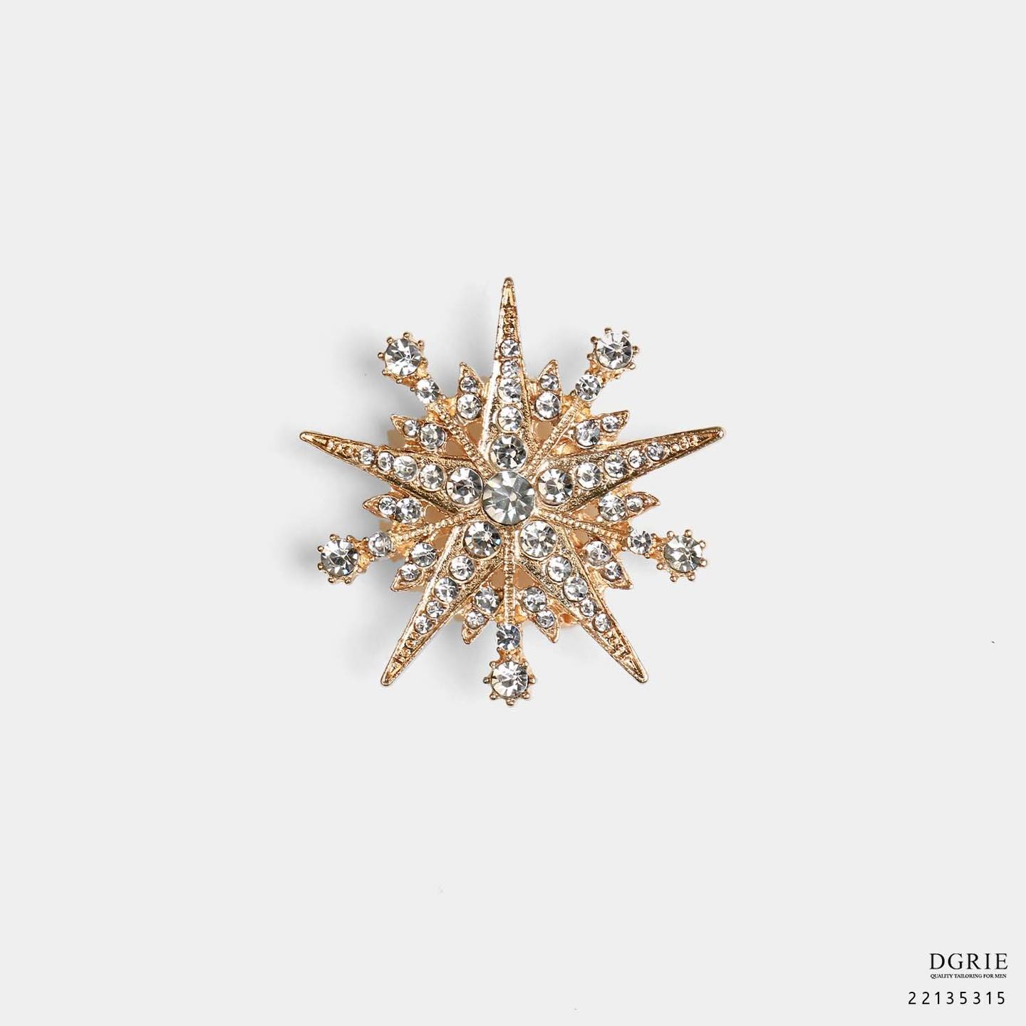 เข็มกลัดสูท ไดมอน Diamond Star Snowflake Gold Brooch - DGRIE