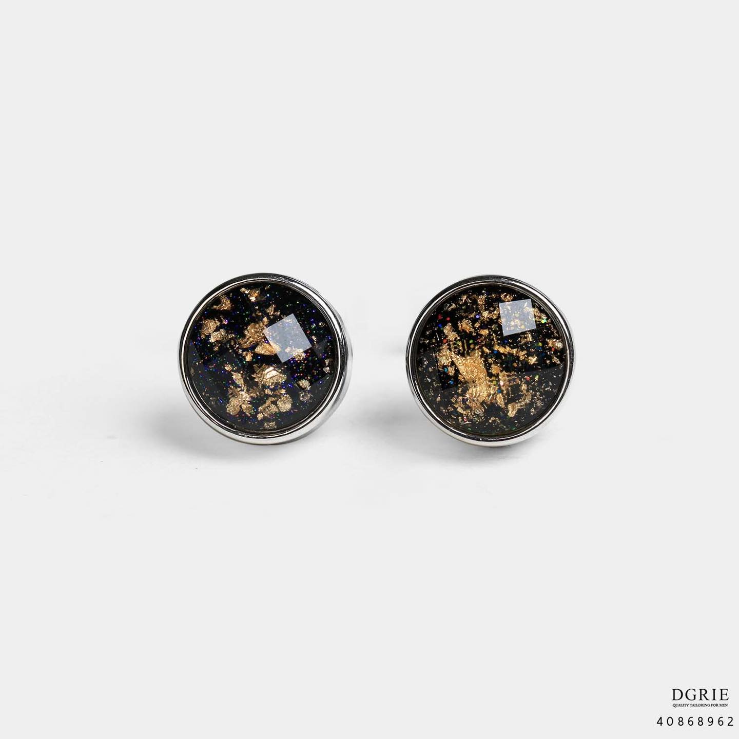 คัฟลิงค์ Gold Flecked Faceted Cufflinks - DGRIE