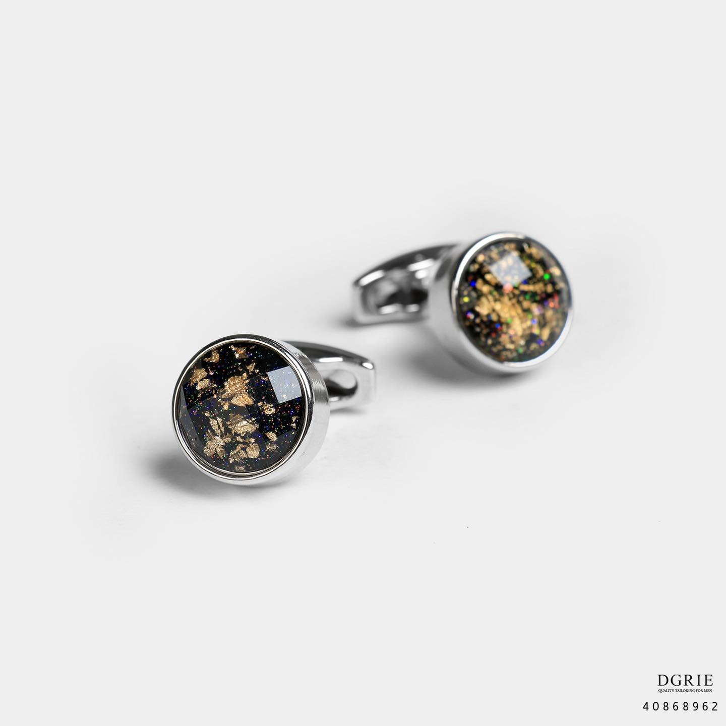 คัฟลิงค์ Gold Flecked Faceted Cufflinks - DGRIE