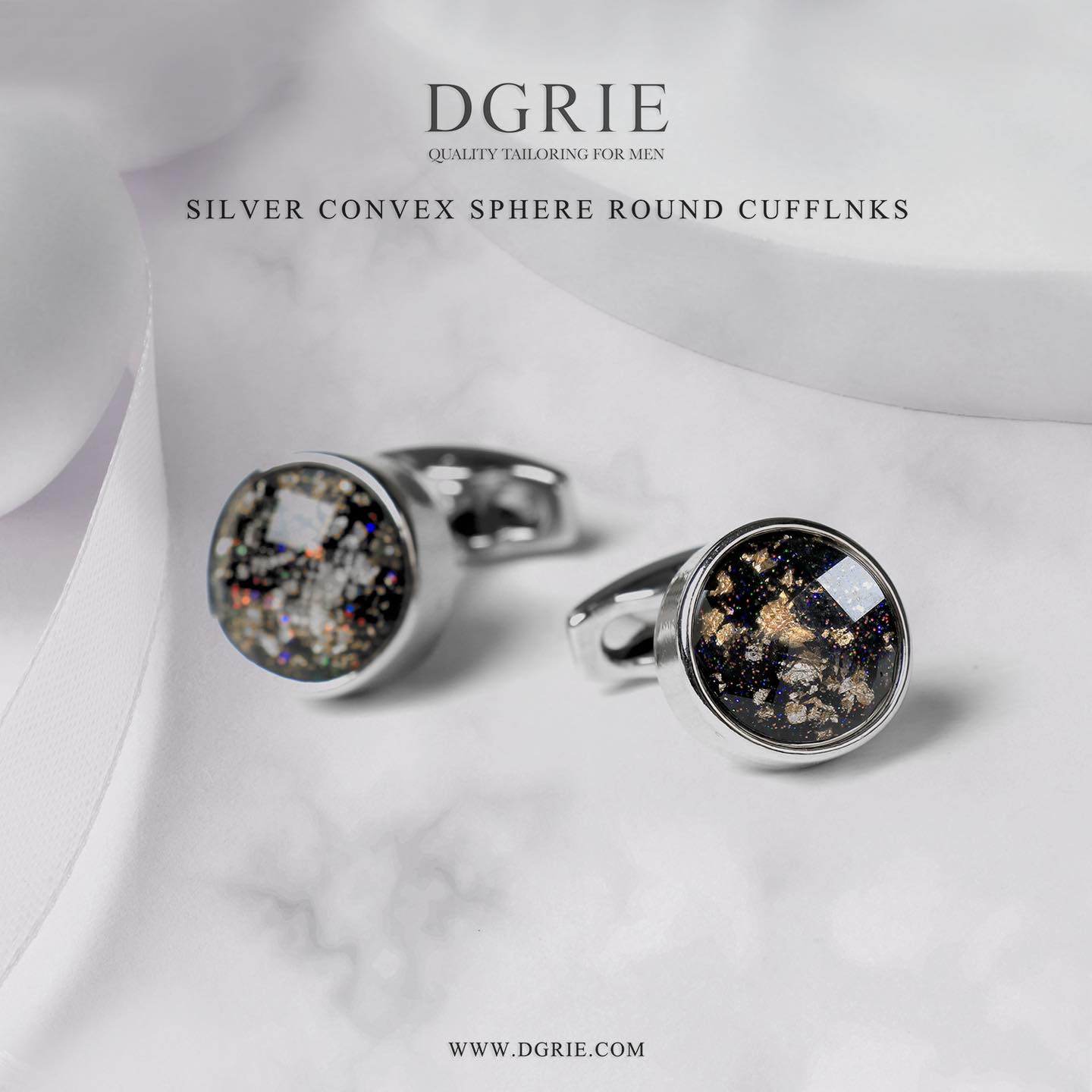 คัฟลิงค์ Gold Flecked Faceted Cufflinks - DGRIE