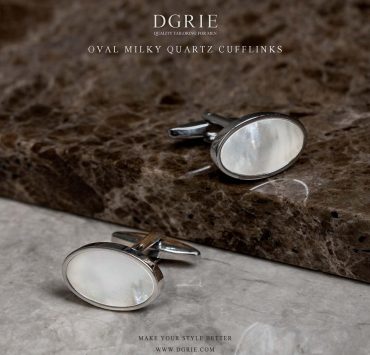 คัฟลิงค์ Oval Milky Quartz Cufflinks - DGRIE