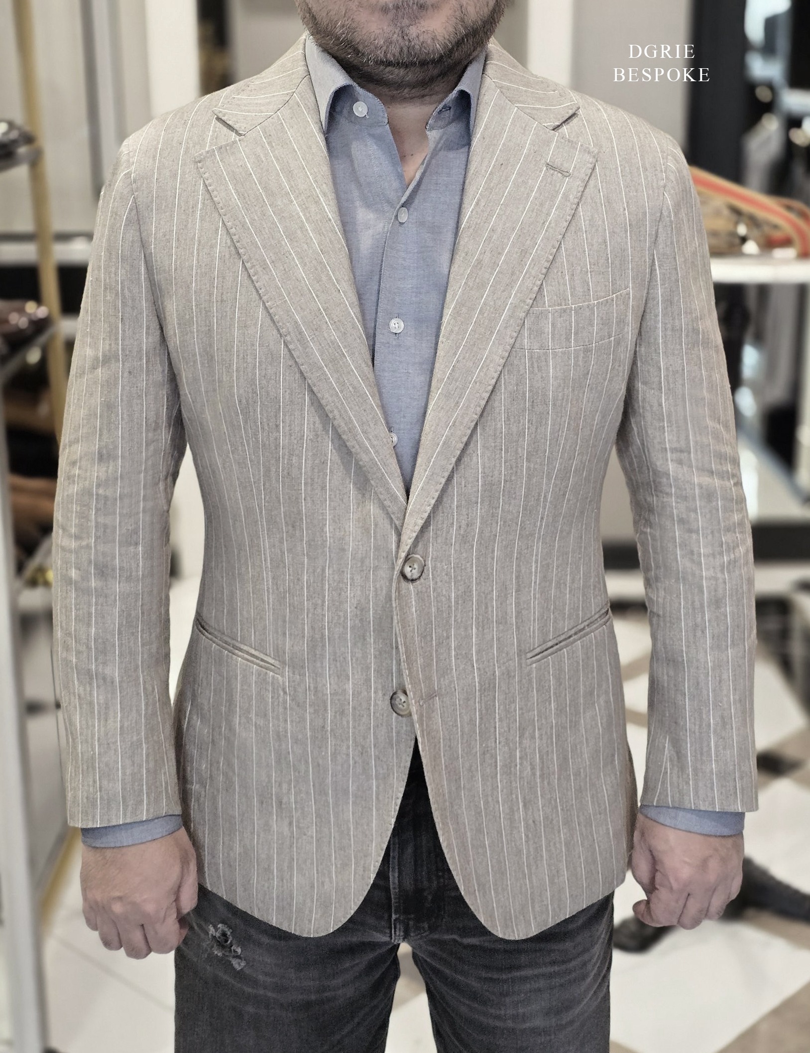 ตัดสูท Solbiati Grey PinStripe Linen Jacket