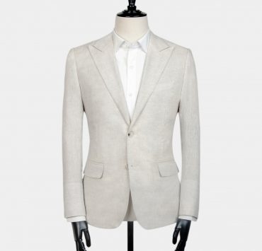 เสื้อสูท ผ้าลินิน สีเบจ - Beige Linen / Blue Flora Stripe Blazer - DGRIE