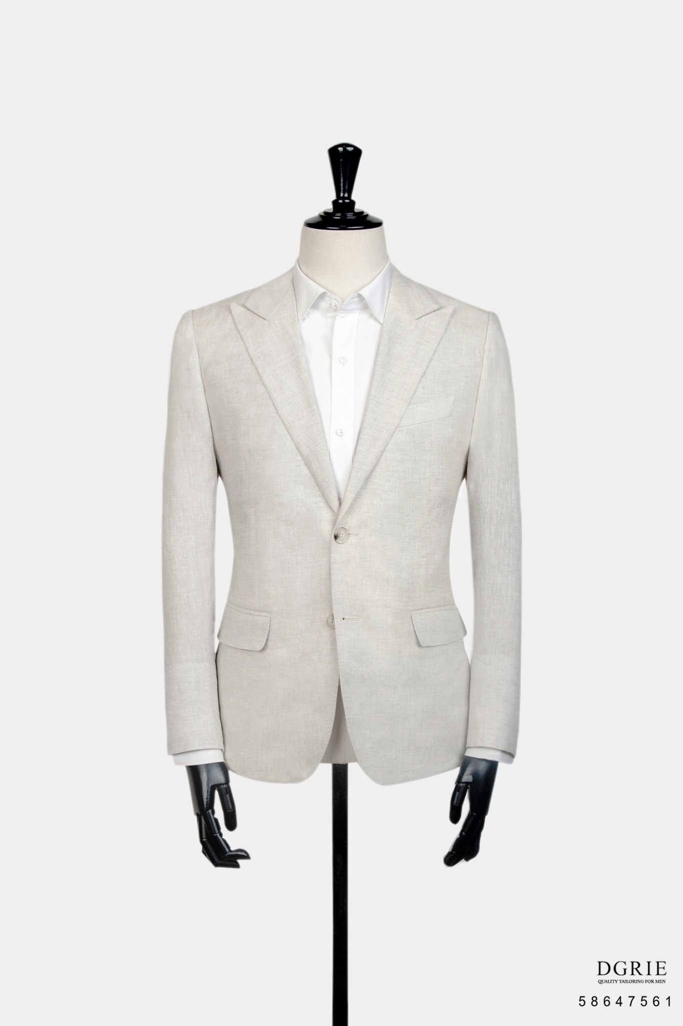 เสื้อสูท ผ้าลินิน สีเบจ - Beige Linen / Blue Flora Stripe Blazer - DGRIE