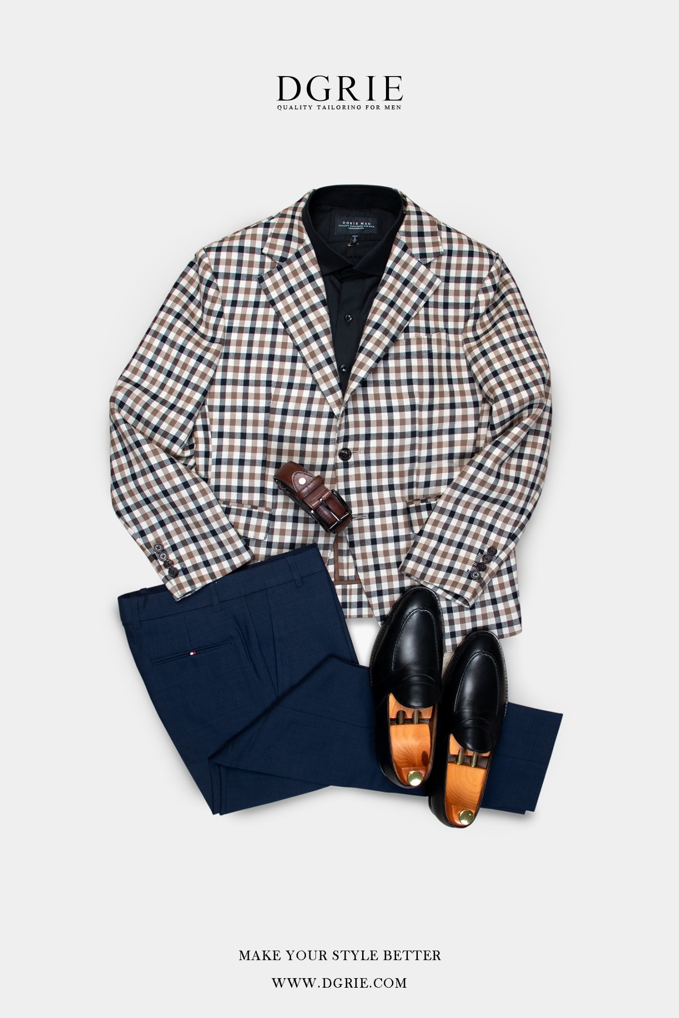 flatlay-gunclub-dgrie DGRIE เสื้อสูท Brown Gunclub Check Unlining Wool Sport Jacket