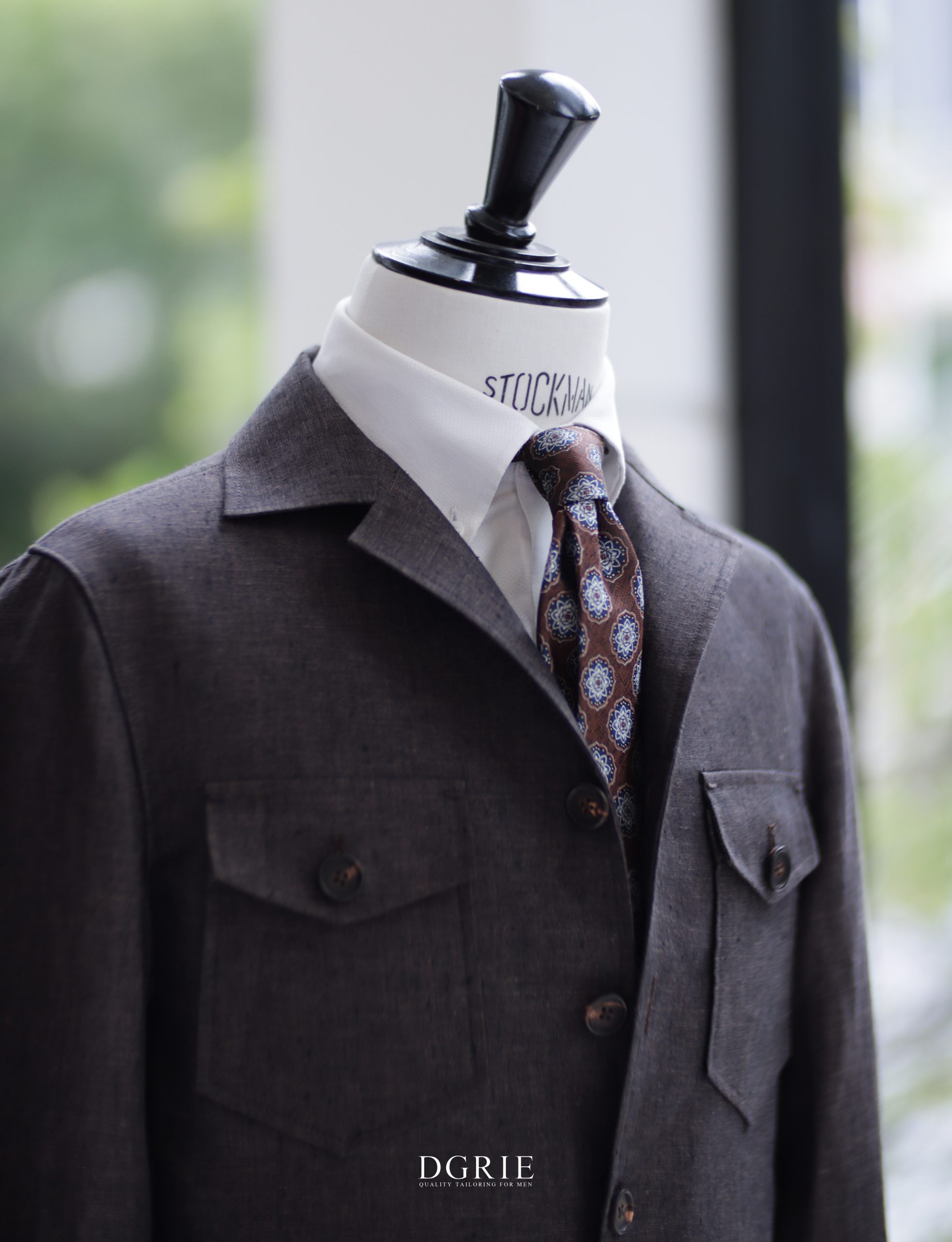 เสื้อซาฟารี วินเทจ DGRIE Custom Red Brown Linen Safari