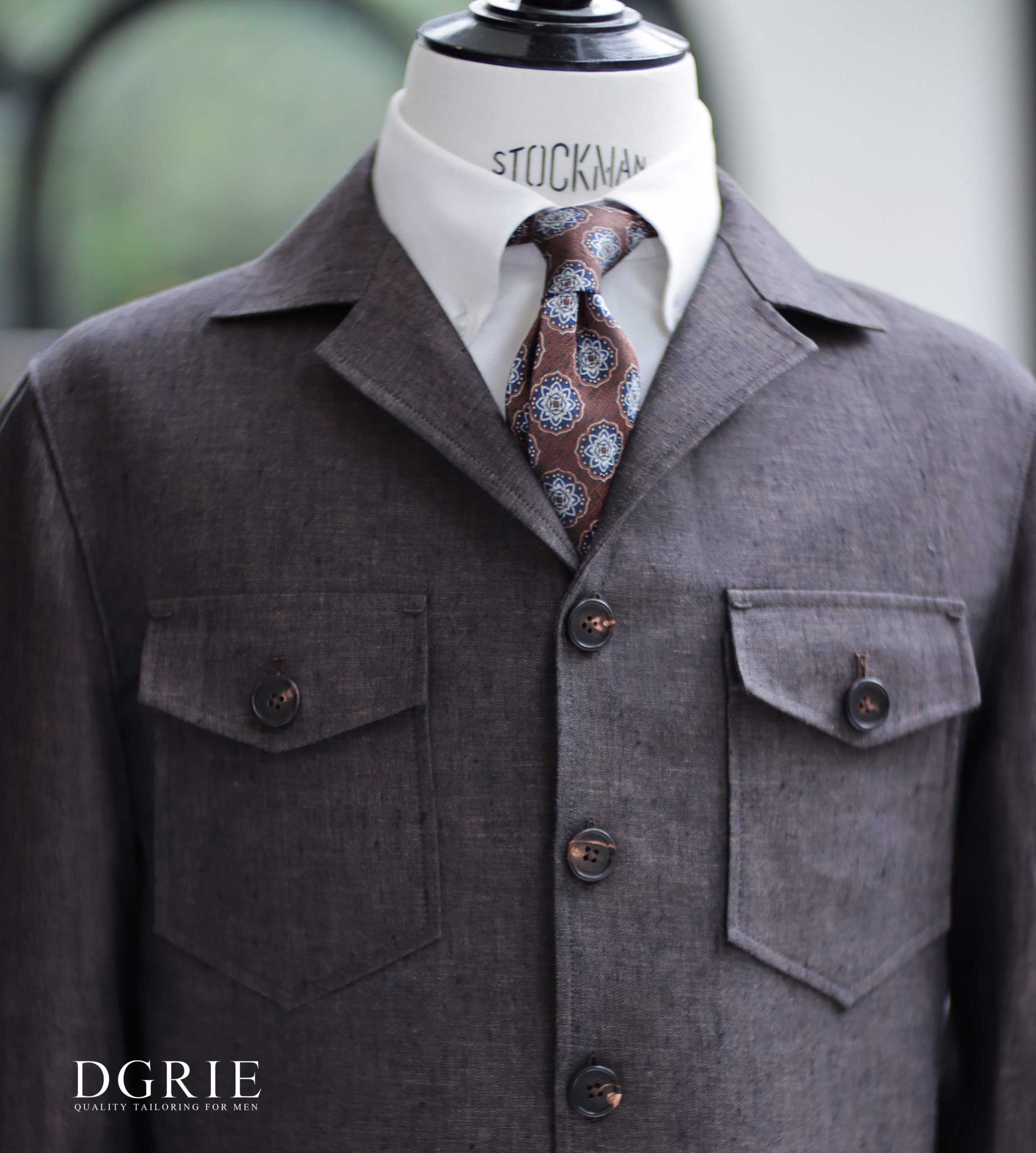 เสื้อซาฟารี วินเทจ DGRIE Custom Red Brown Linen Safari