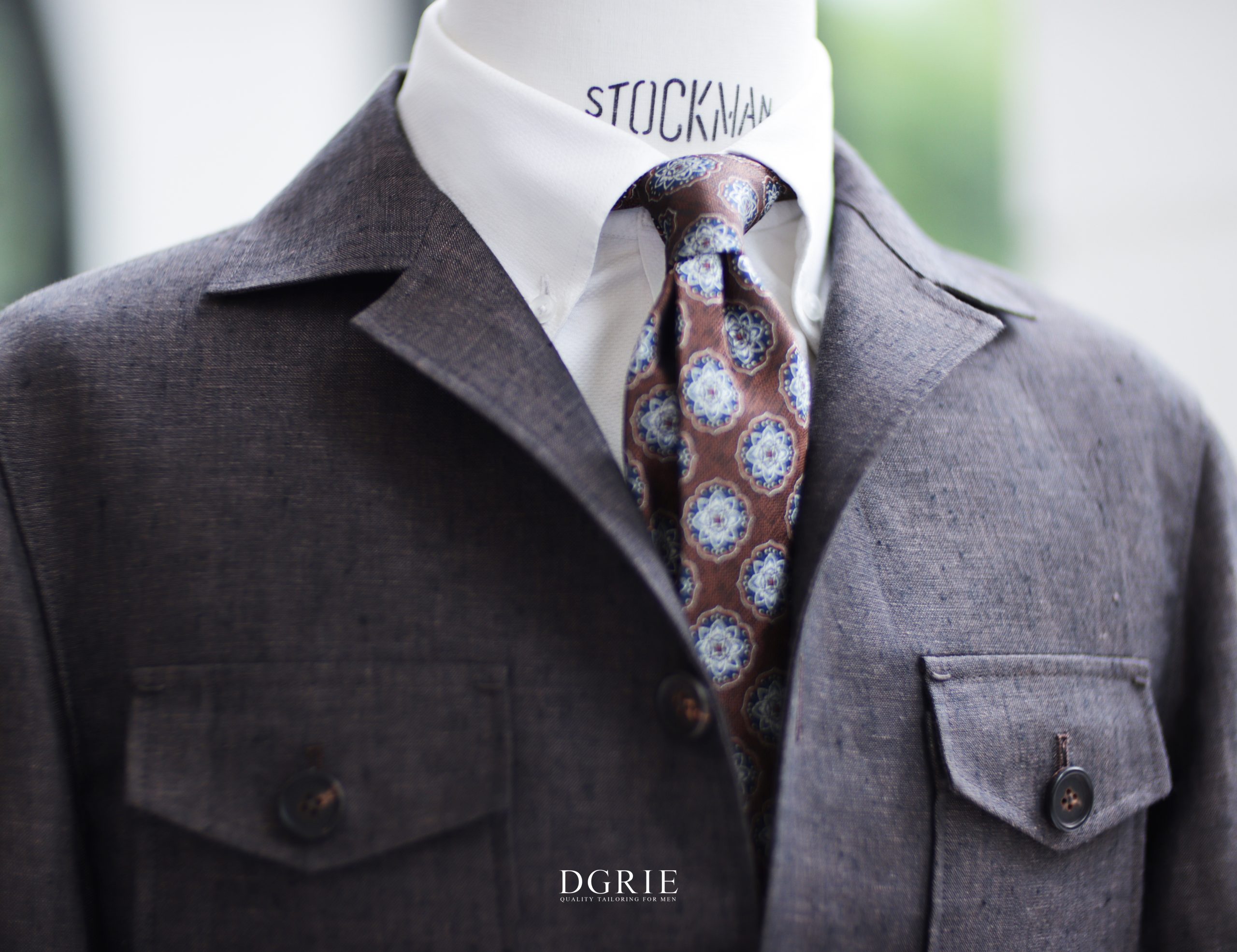 เสื้อซาฟารี วินเทจ DGRIE Custom Red Brown Linen Safari