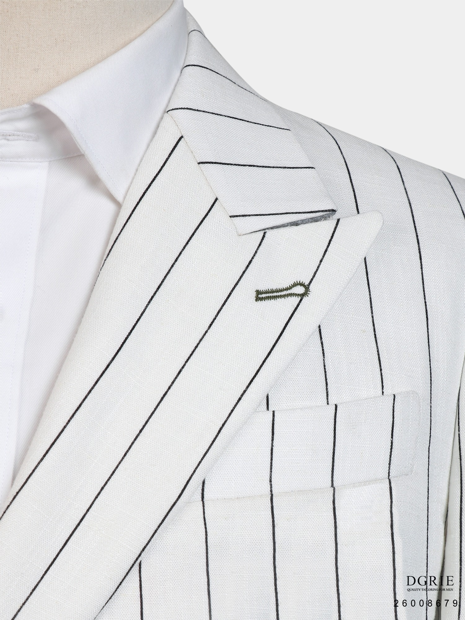 เสื้อสูทลินิน ลายทาง Double Breasted Pinstripe Cotton Linen Jacket