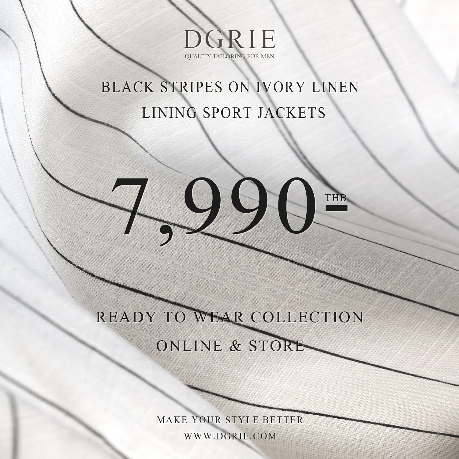 เสื้อสูทลินิน ลายทาง Double Breasted Pinstripe Cotton Linen Jacket