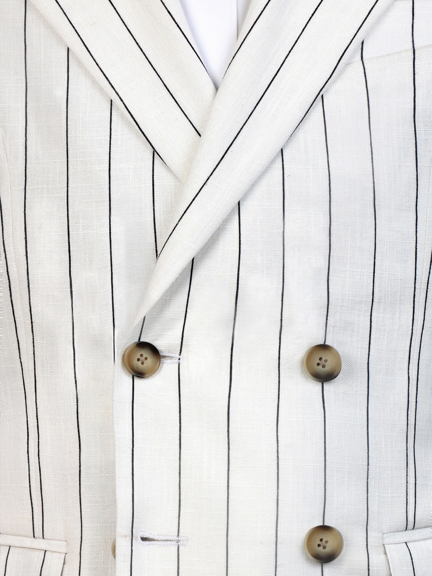 เสื้อสูทลินิน ลายทาง Double Breasted Pinstripe Cotton Linen Jacket