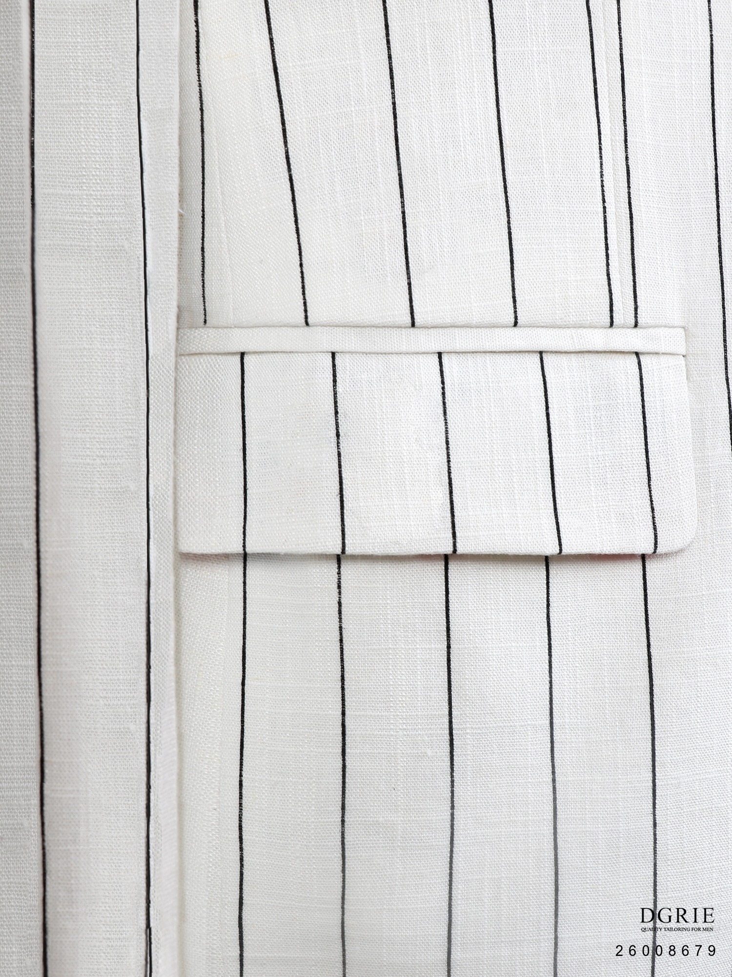 FCFF1D43-2711-4DEC-848F-FA9E6A1E5661 เสื้อสูทลินิน ลายทาง Double Breasted Pinstripe Cotton Linen Jacket