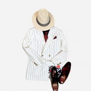 เสื้อสูทลินิน ลายทาง Double Breasted Pinstripe Cotton Linen Jacket 3 เสื้อสูทลินิน ลายทาง Double Breasted Pinstripe Cotton Linen Jacket