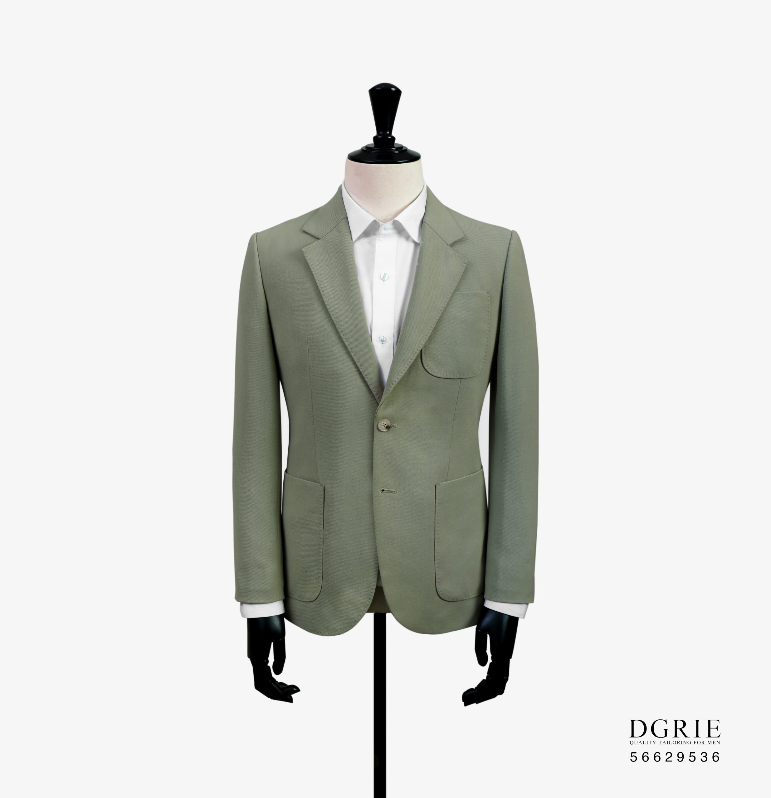 เสื้อสูทสีเขียว Pastel Olive Green Wool Spendex Sport Jacket