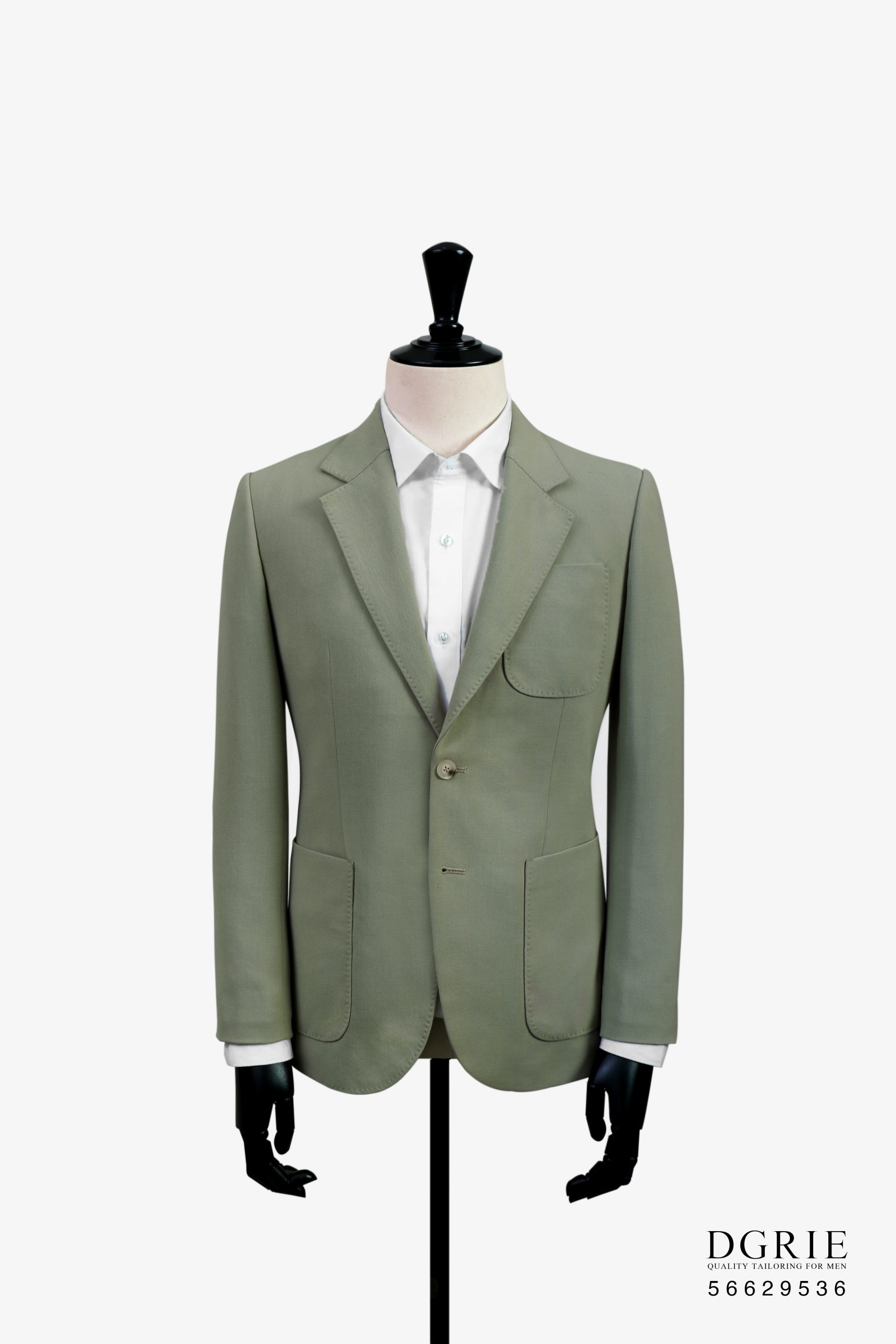 เสื้อสูทสีเขียว Pastel Olive Green Wool Spendex Sport Jacket