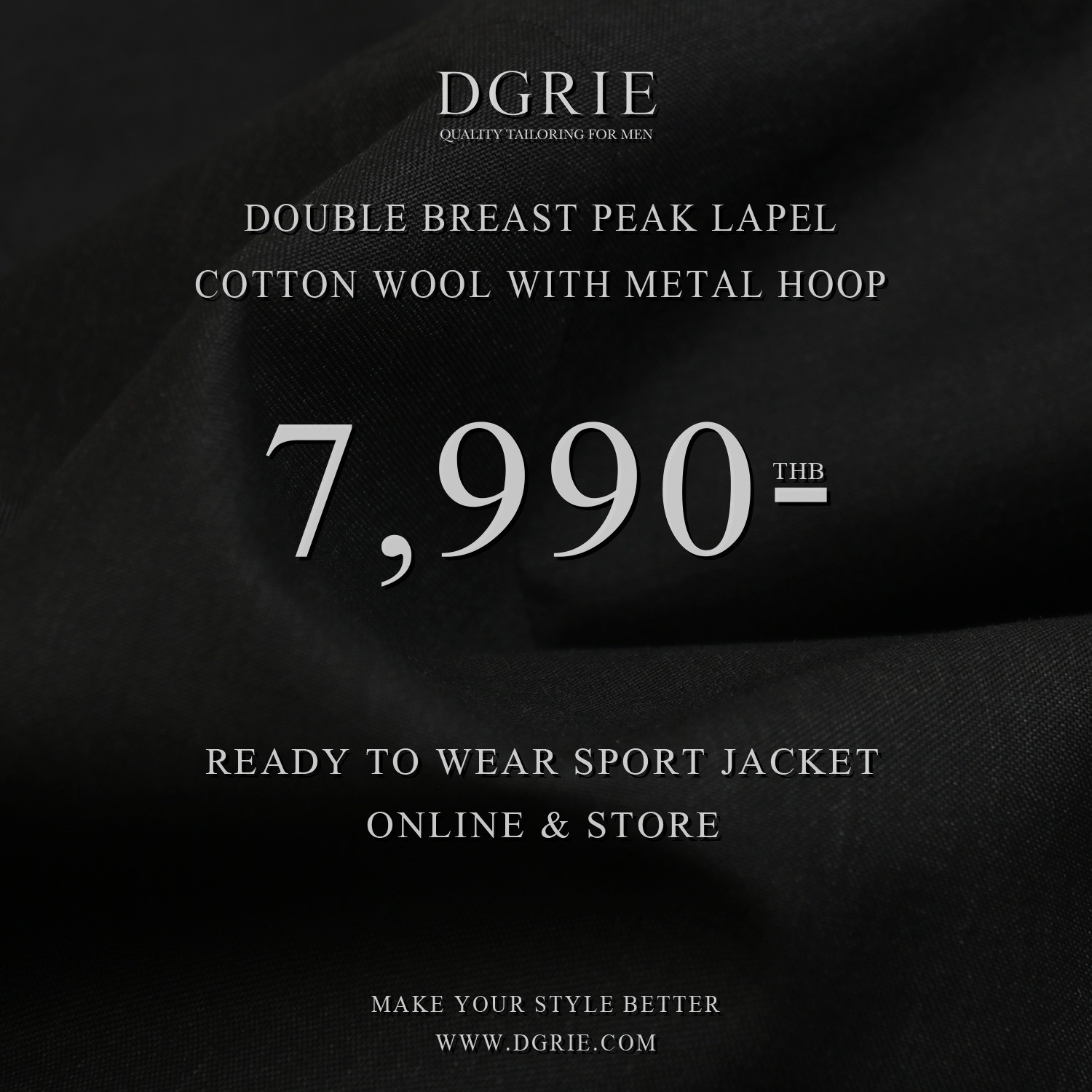 เสื้อสูทสีดำ Black Wool Double-breasted Sport Jacket