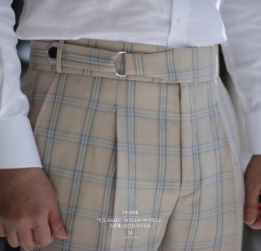 DGRIE PANTS 56 : ตัดกางเกง วินเทจ ตาราง Classic Windowpane Side Adjuster Pants