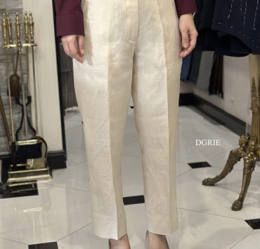 Women Linen Pants ตัดกางเกงผู้หญิง ลินิน สีธรรมชาติ ครีมอ่อน