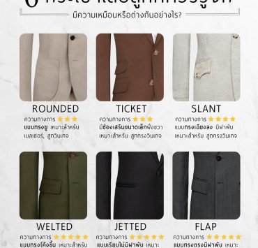 6 กระเป๋าเสื้อสูทที่ควรรู้จัก 6 suit pockets that you should know