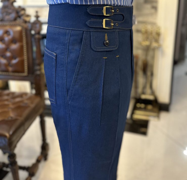 DGRIE PANTS - ตัดกางเกงยีนส์ วินเทจ CLASSIC STRETCH DENIM BUCKLE PANTS