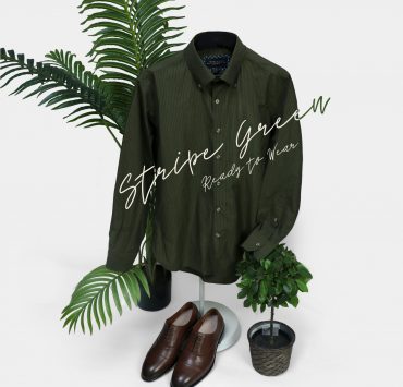 เสื้อเชิ้ต DGRIE Play Olive Green Striped Button down