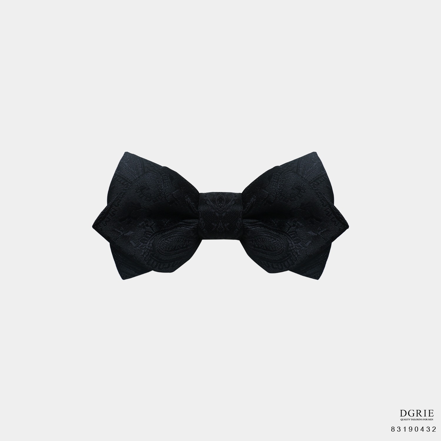 Diamond Point Silk Satin Bow Tie Black | DGRIE