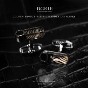 Golden Bronze Resins Cylinder Cufflinks - DGRIE 3 Golden Bronze Resins Cylinder Cufflinks - DGRIE