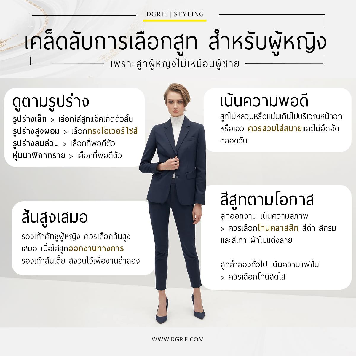 เคล็ดลับการเลือกสูท สำหรับผู้หญิง How to choose the best women’s suits?