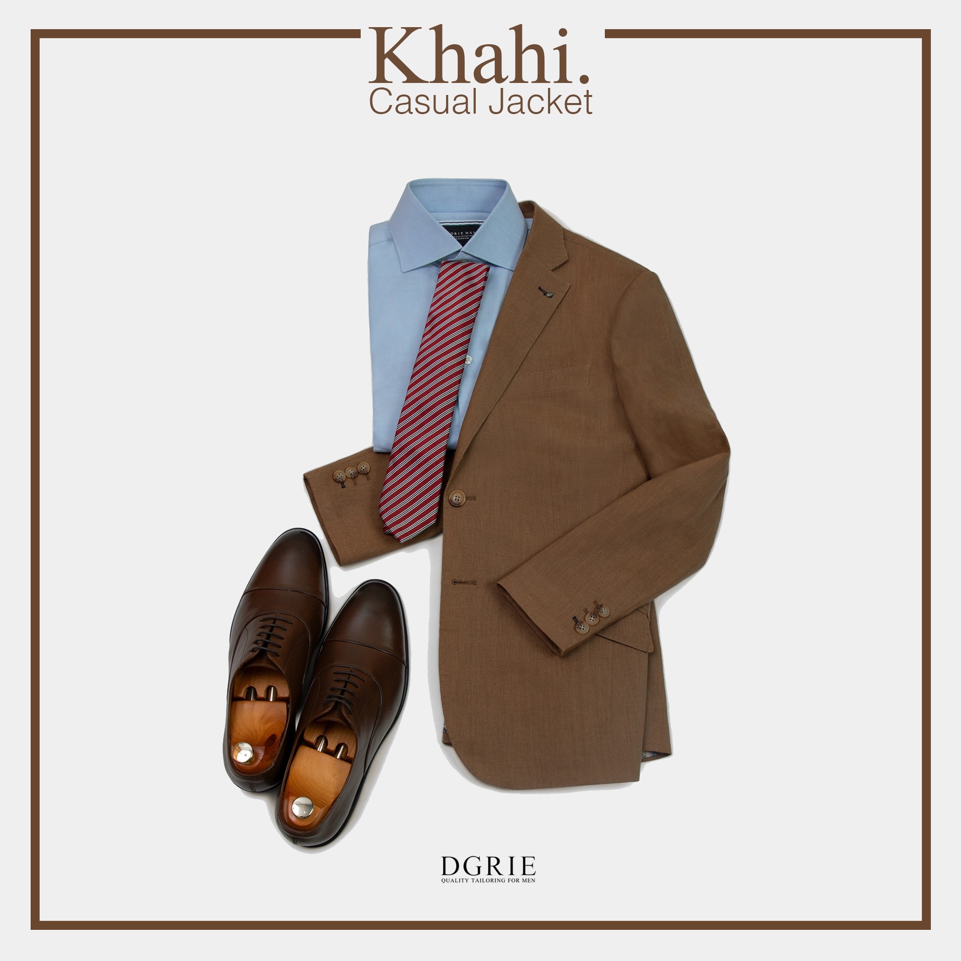 เสื้อสูทลินิน สีน้ำตาล Khaki Linen Jacket - DGRIE