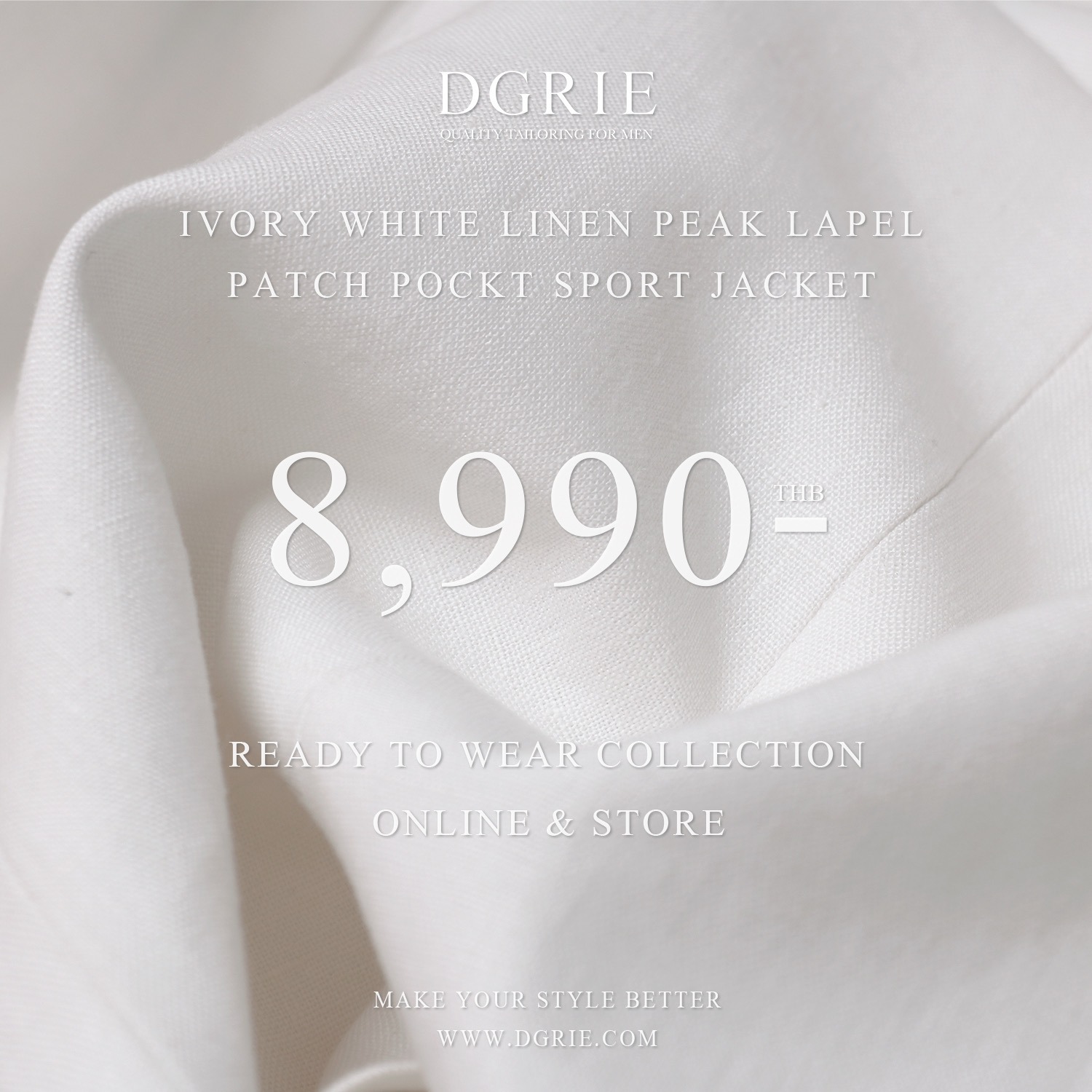 เสื้อสูทสีขาว Peak Lapel Ivory Linen Sport Jacket