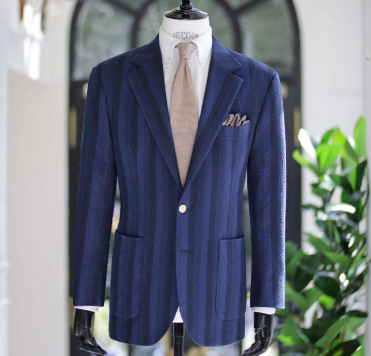 ตัดสูท Seersucker Navy Stripe Jacket