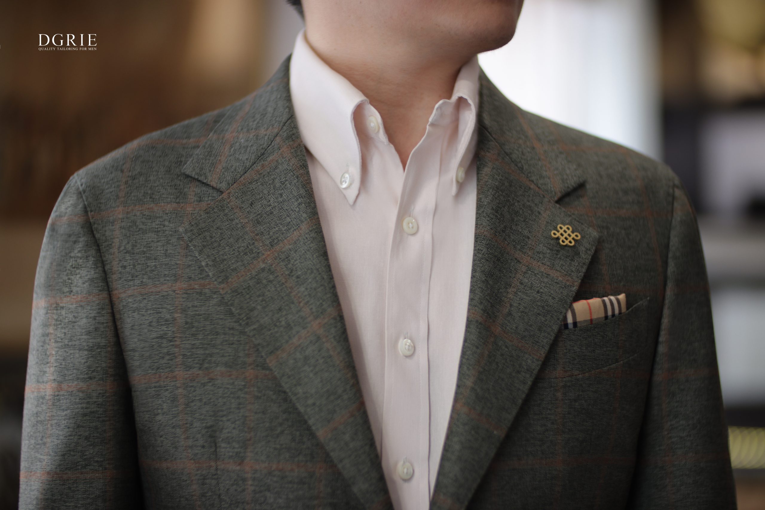 ตัดสูทสีเขียวลายตาราง 2 DGRIE Classic Texture Green Windowpane