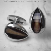 Black/Silver Pear shape Cufflinks 3 Black/Silver Pear shape Cufflinks