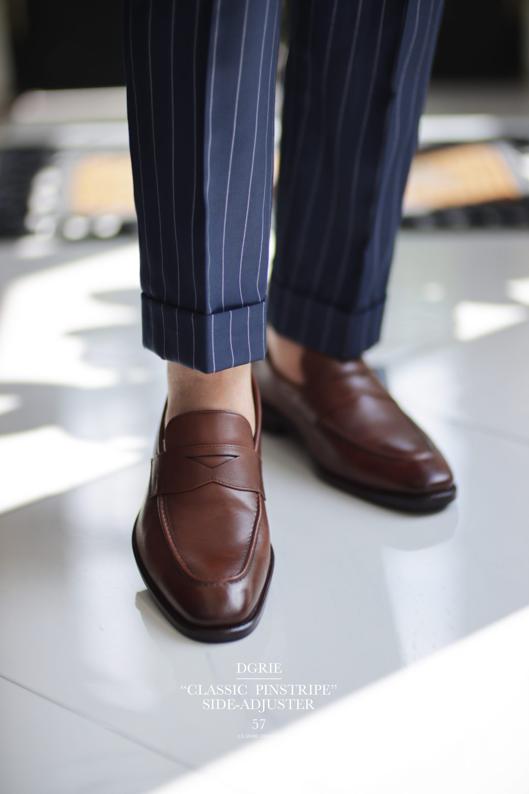 DGRIE PANTS 57 – กางเกงวินเทจ ลายทาง CLASSIC NAVY PIN STRIPE PANTS