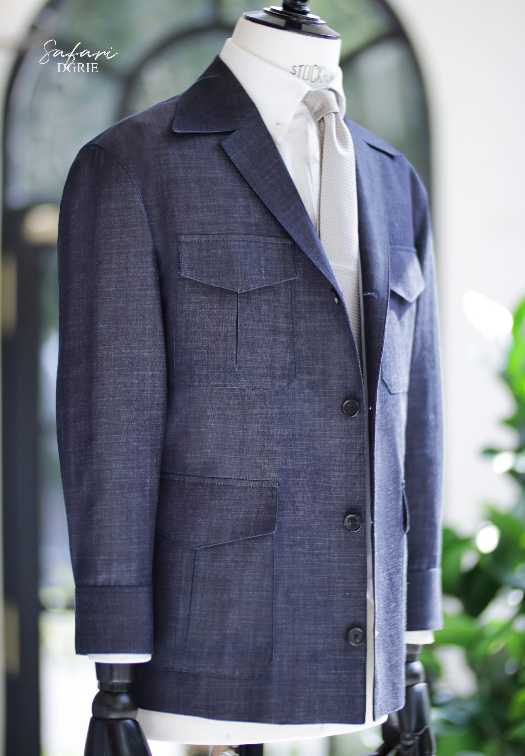 ตัดเสื้อซาฟารี DGRIE Minimal Light Denim Safari Jacket