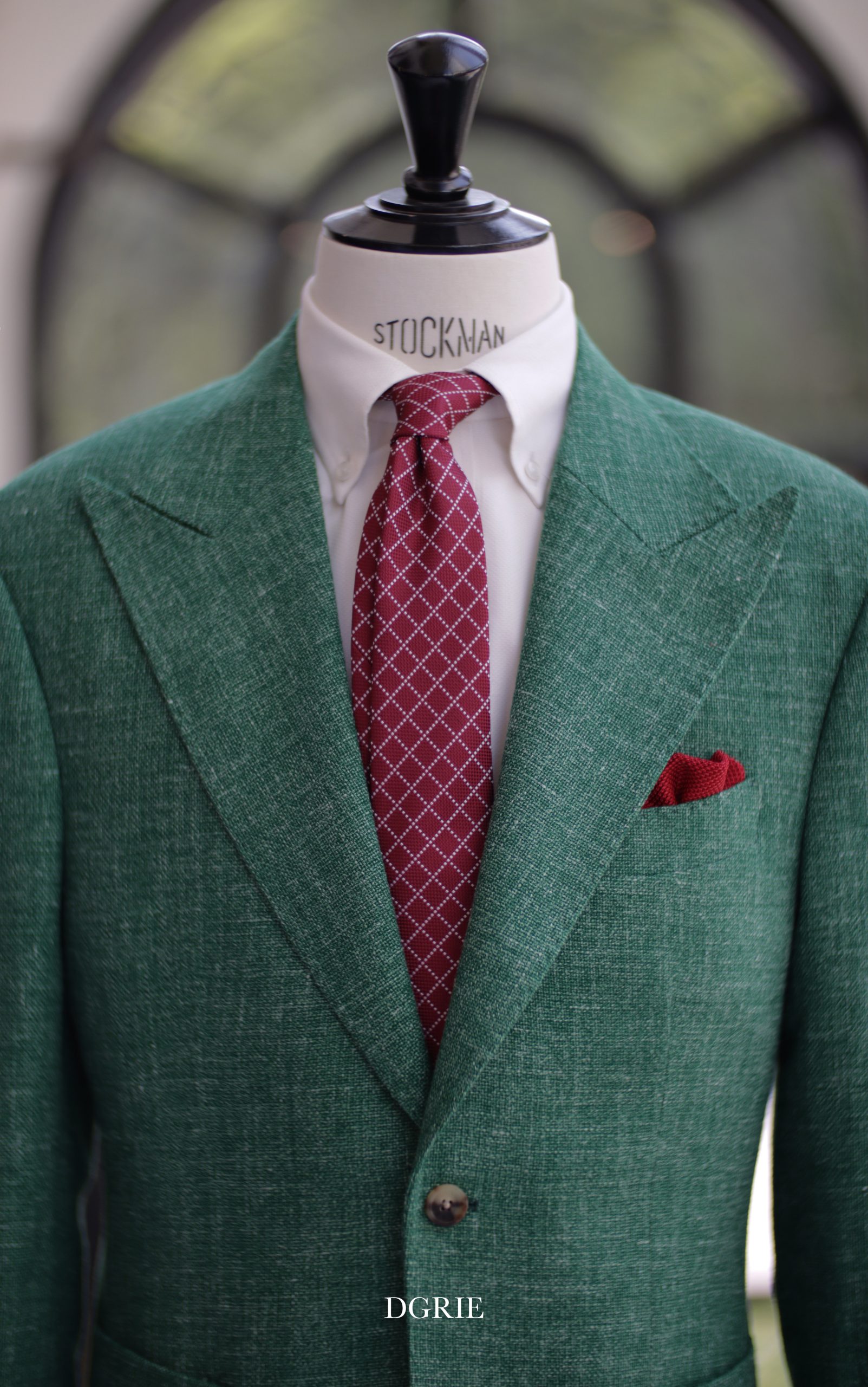 Happy X'mas day - DGRIE Green & Red, Wool Silk Linen Green Sport Jacket