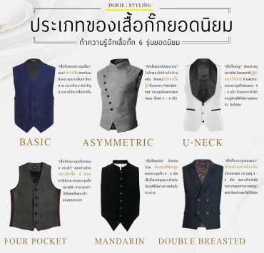 ประเภทของเสื้อกั๊กยอดนิยม Popular types of vests