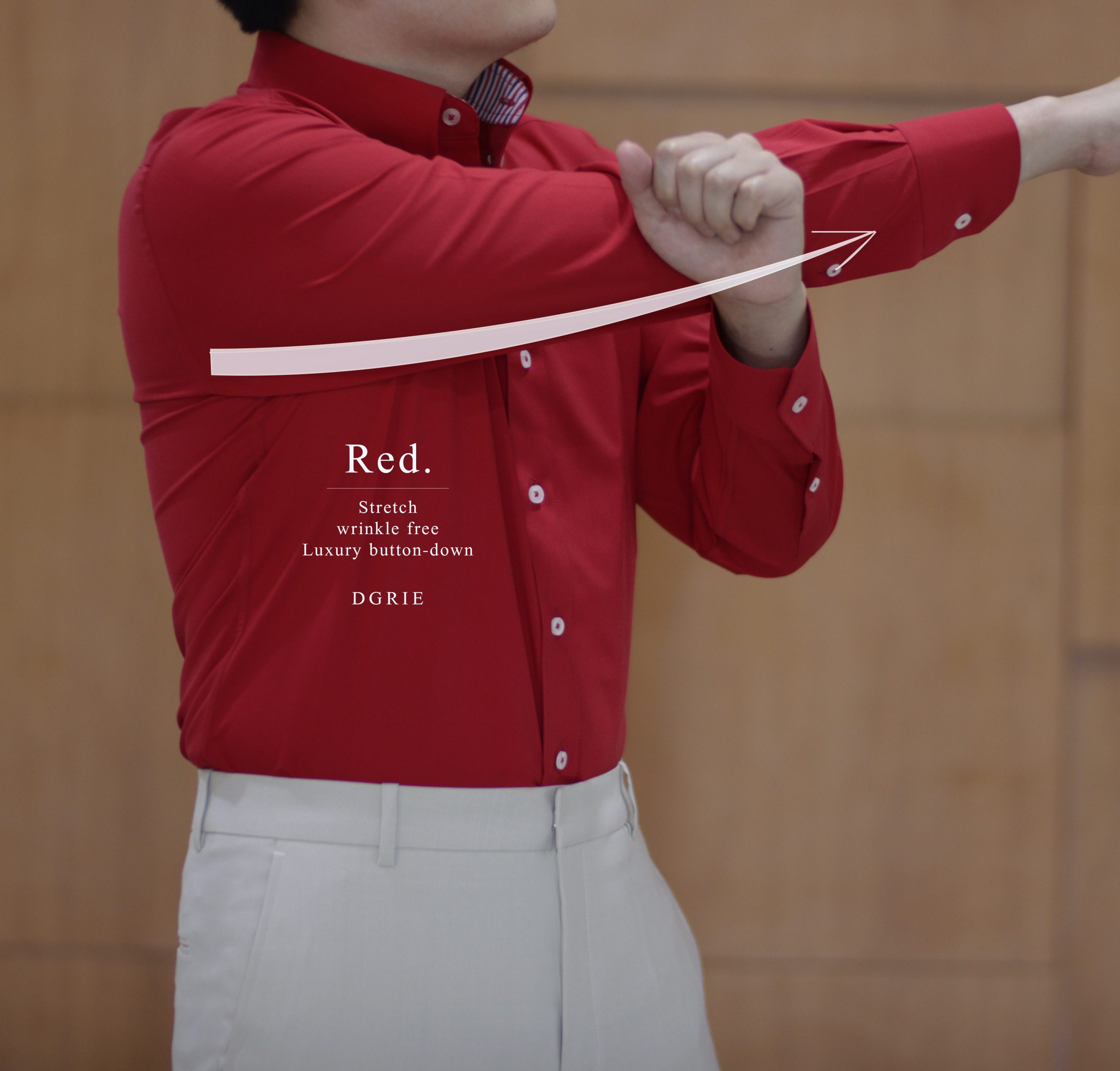 Crimson Red R/P Button down Collar Stretch Shirt