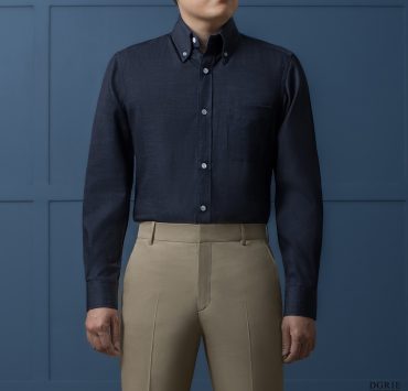 เสื้อเชิ้ต DGRIE Navy Blue Cotton denim Button Down Collar Shirt