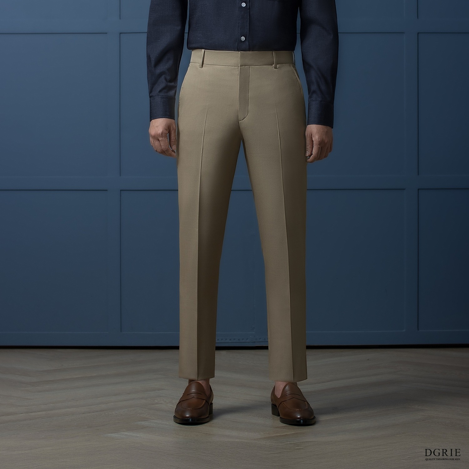CA1A86C8-127E-4961-A729-FEBBC077063F DGRIE PLAY - กางเกงผ้าวูล สีเบจ Slim-fit Wool-Blend Pants, Beige