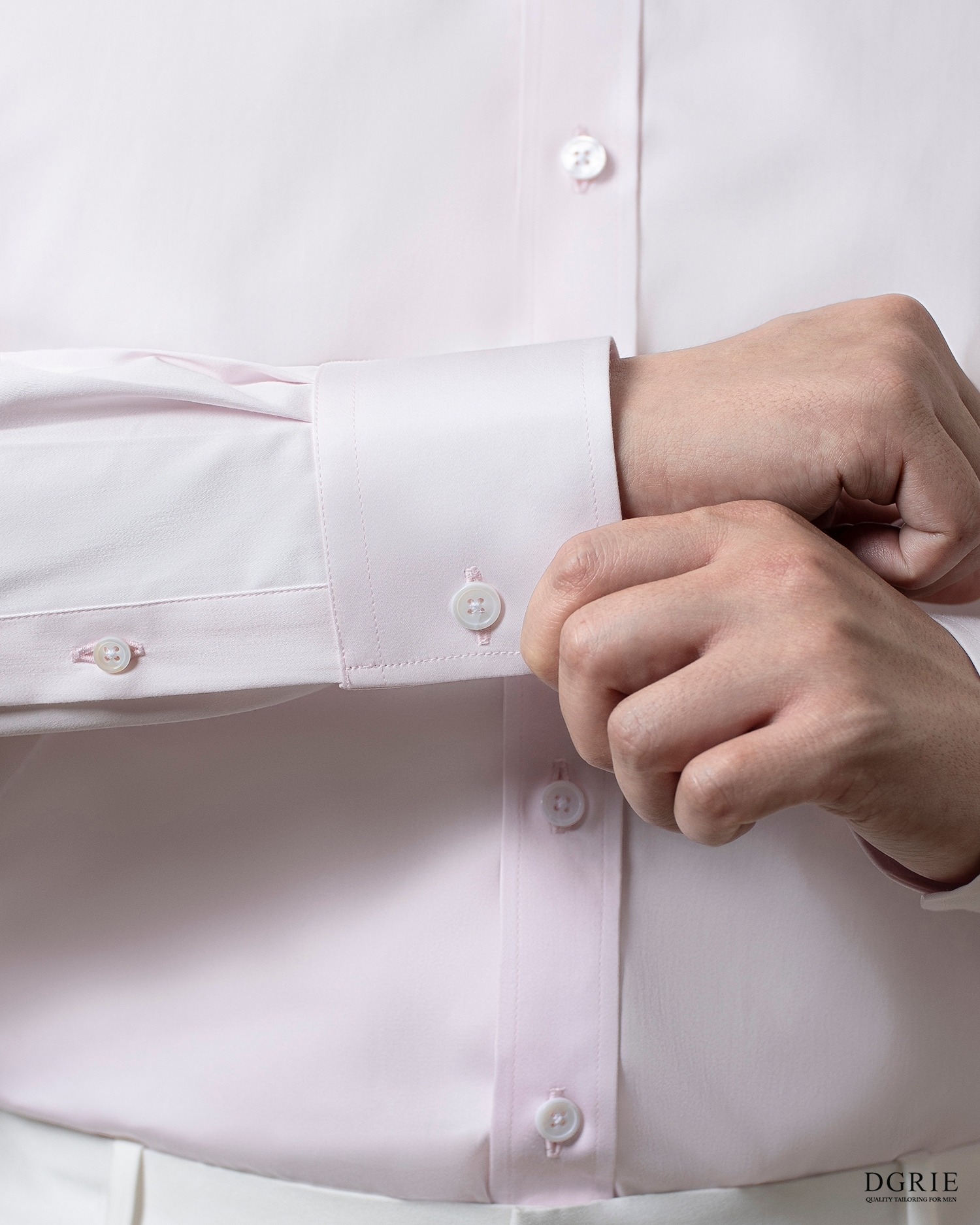 เสื้อเชิ้ตสีชมพู DGRIE Pink Cotton Shirt Spread Collar Edge