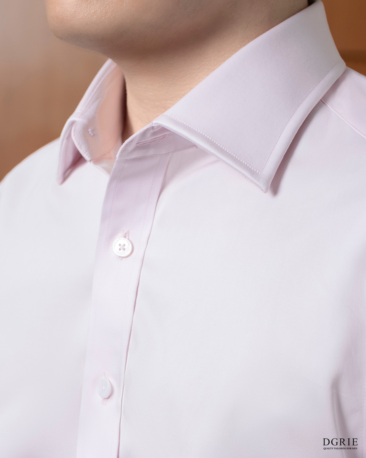 เสื้อเชิ้ตสีชมพู DGRIE Pink Cotton Shirt Spread Collar Edge