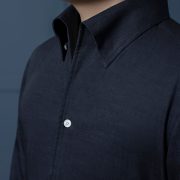 One Piece Collar Navy Denim Shirts