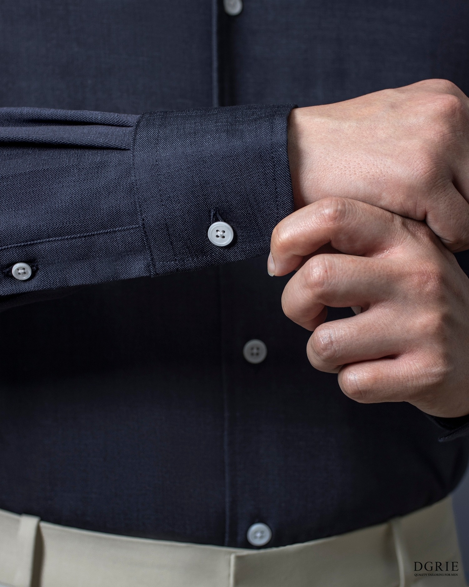 One Piece Collar Navy Denim Shirts