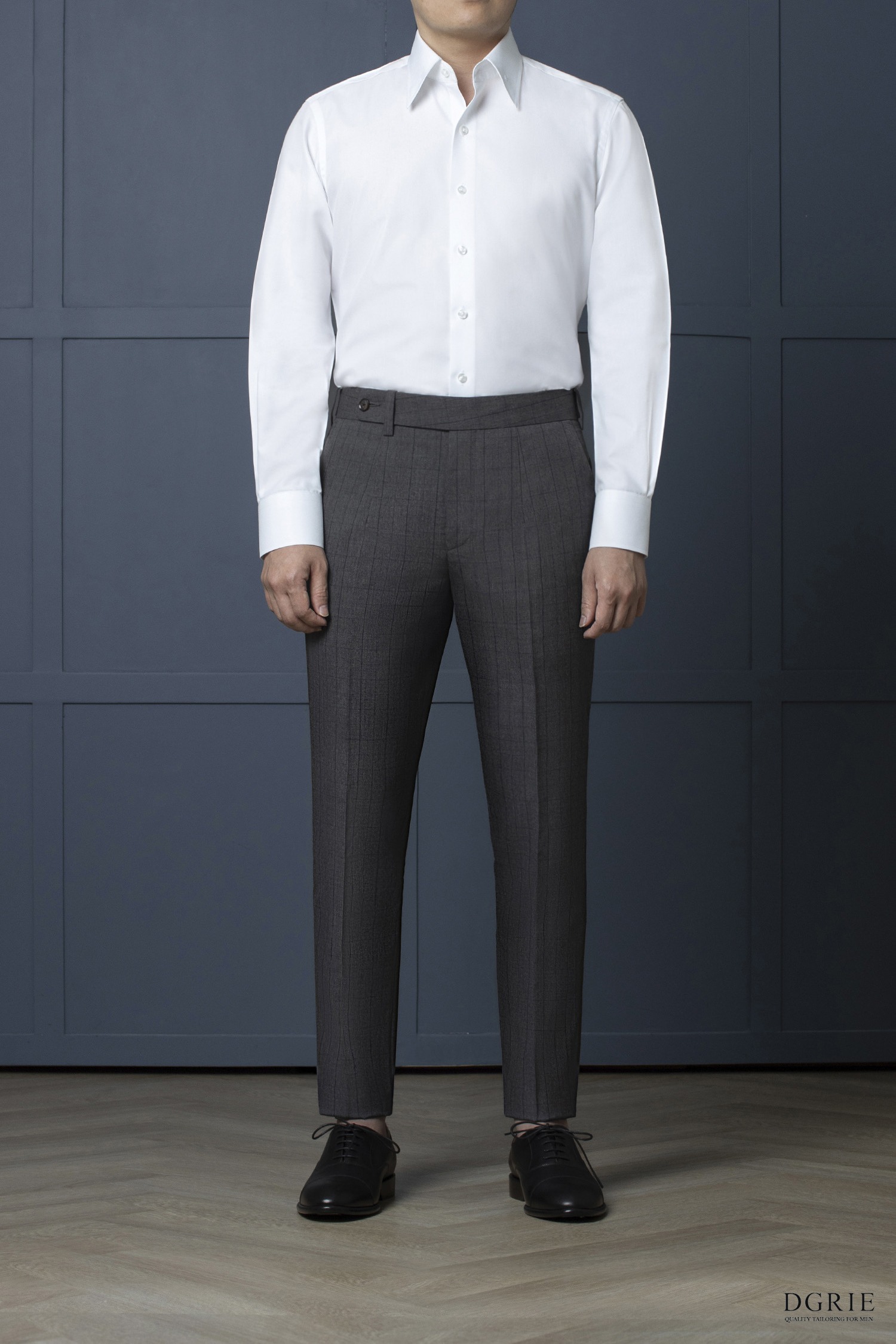 กางเกงลายตาราง สีเทา Dark Gray WindowPane pants