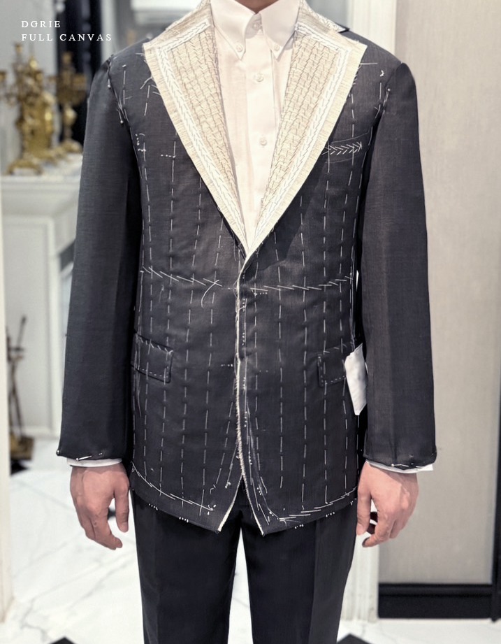 ตัดสูทหางม้า Dark Grey Full Canvas Suits โครงสร้างหางม้าทั้งตัว