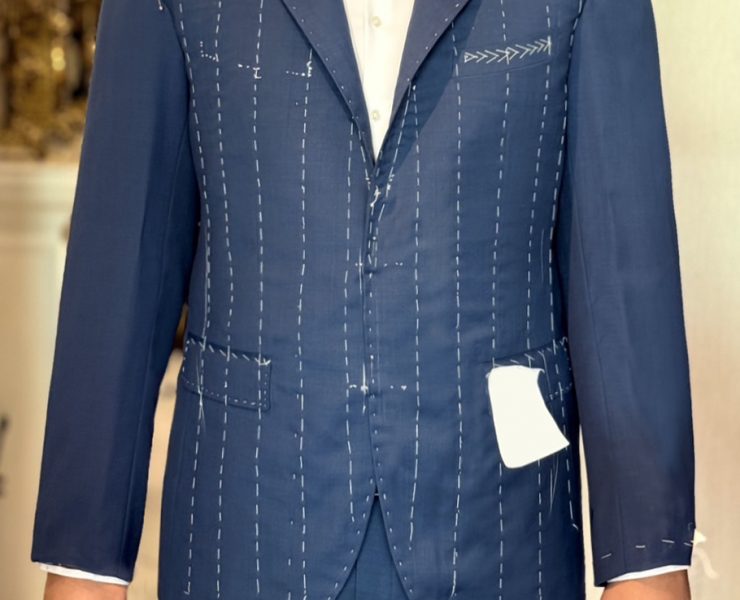 DGRIE FITTING : NAVY SUIT HAND LAPEL CANVAS