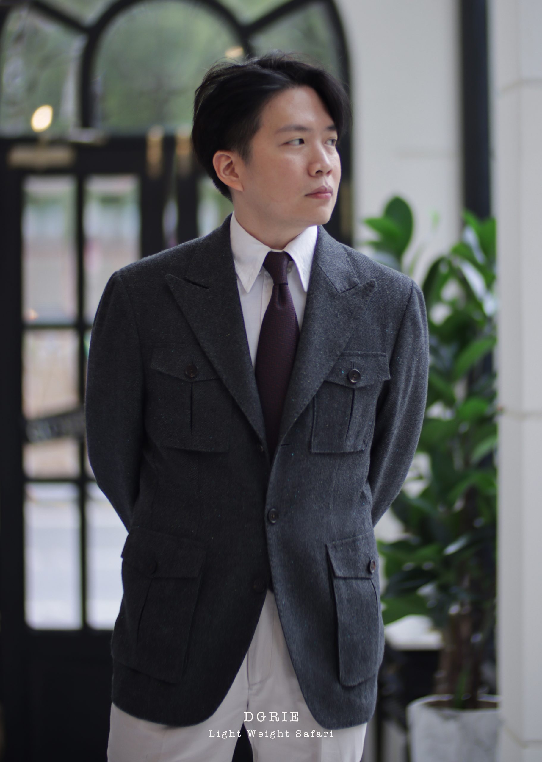 DGRIE FLANNEL WOOL LIGHT WEIGHT SAFARI JACKET