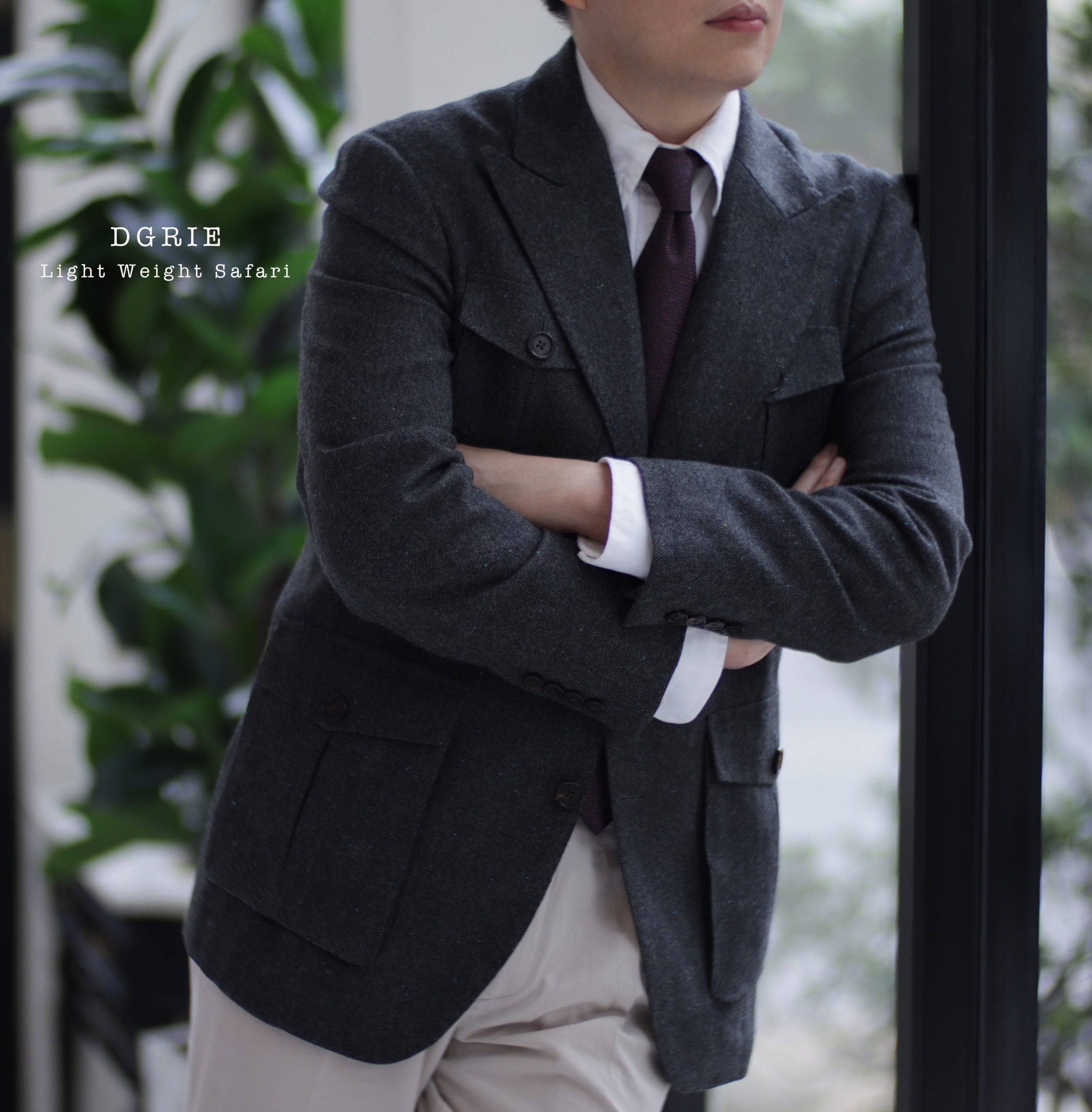 DGRIE FLANNEL WOOL LIGHT WEIGHT SAFARI JACKET